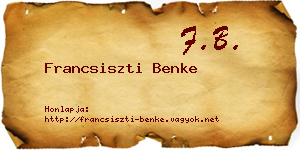 Francsiszti Benke névjegykártya